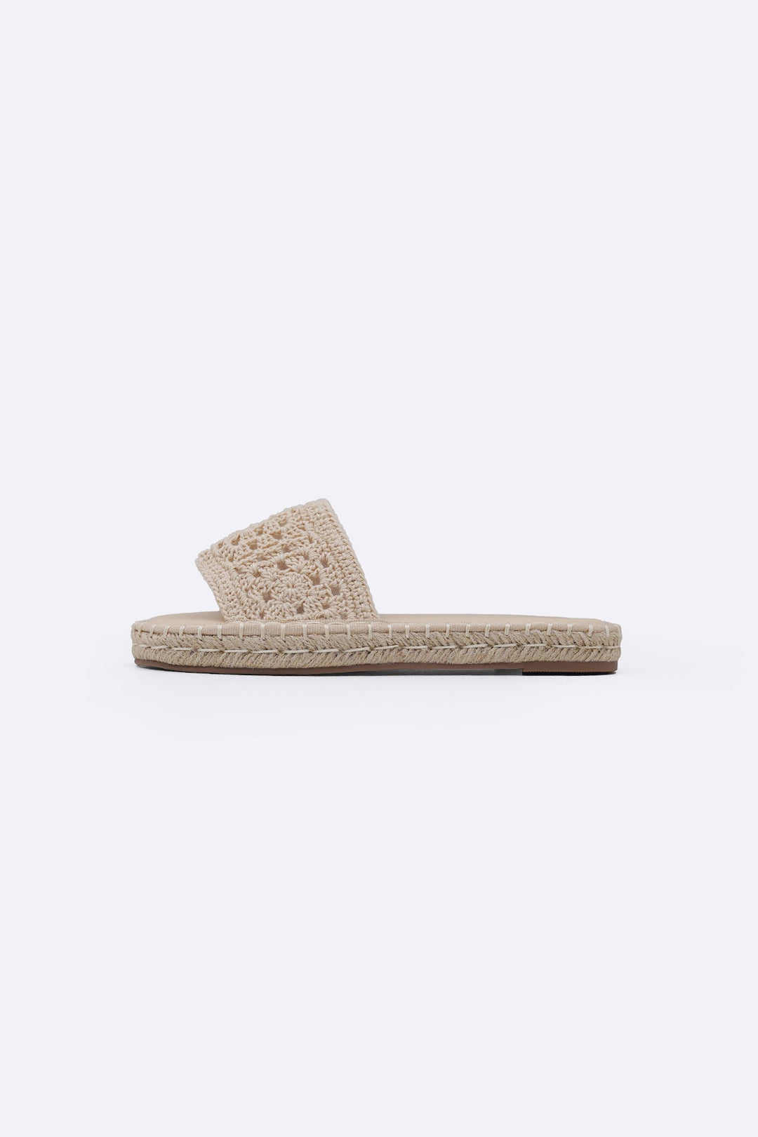 CREAM ROMA WOVEN SLIDES