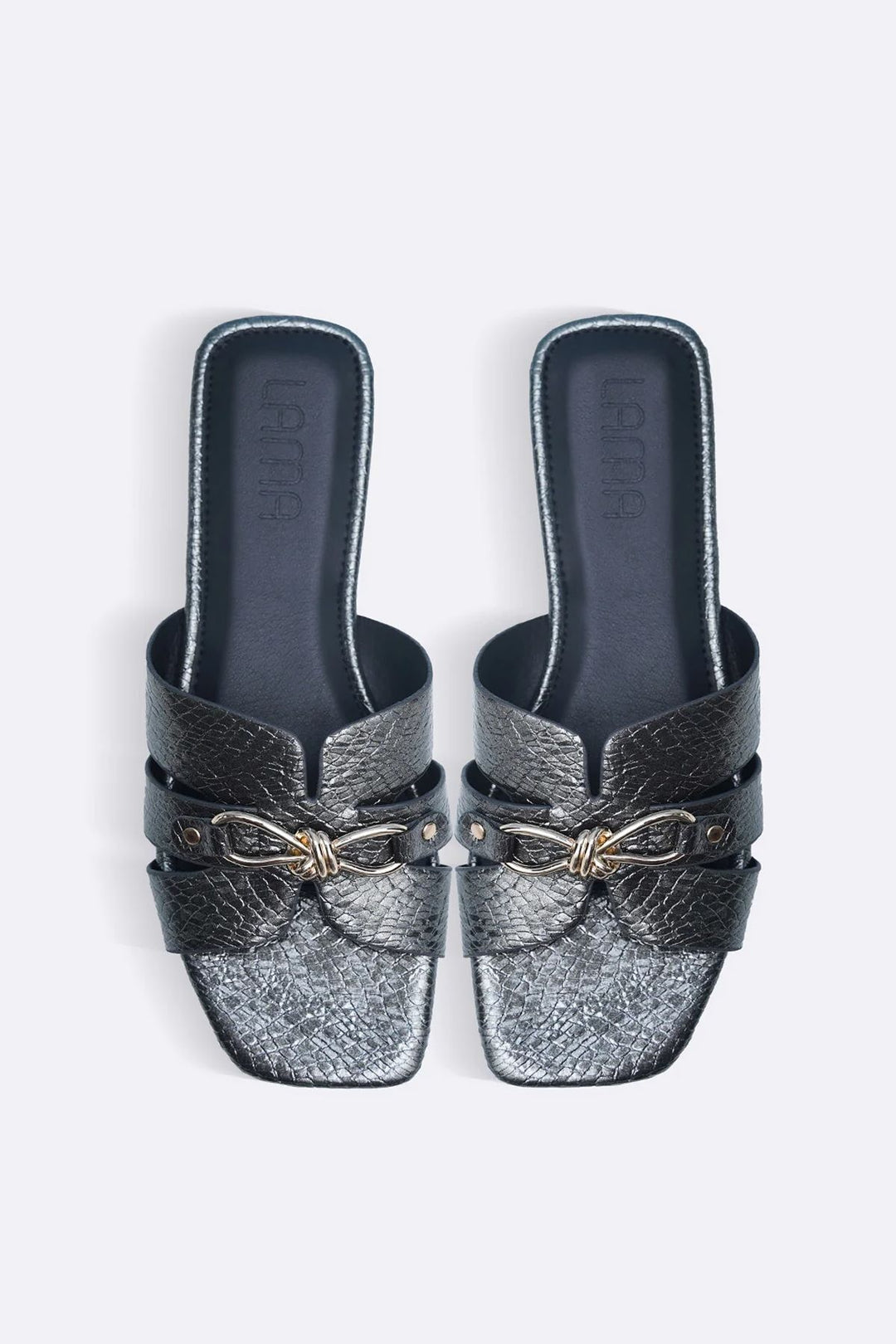 GREY PATENT TEXTURED SLIDES