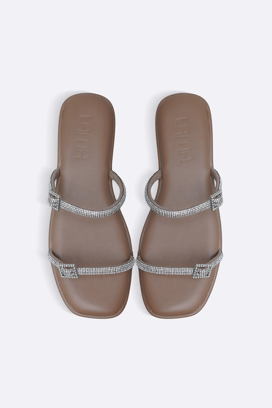 TAUPE TINY CRYSTAL SLIDES