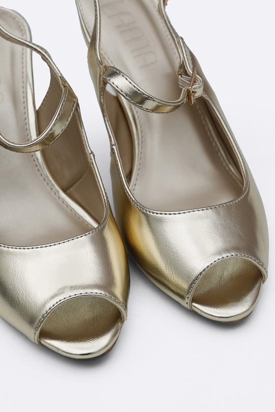 GOLD MAEVE PEEP HEELS