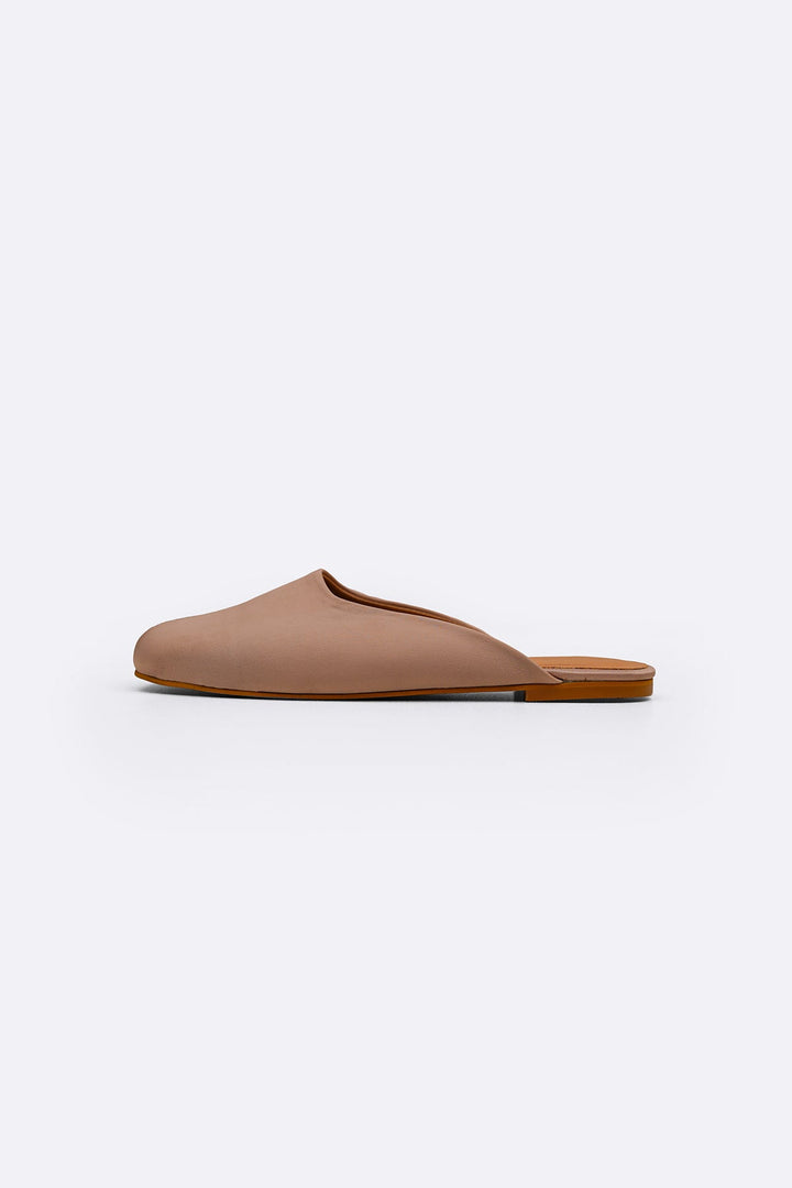 TAUPE SATIN MULES