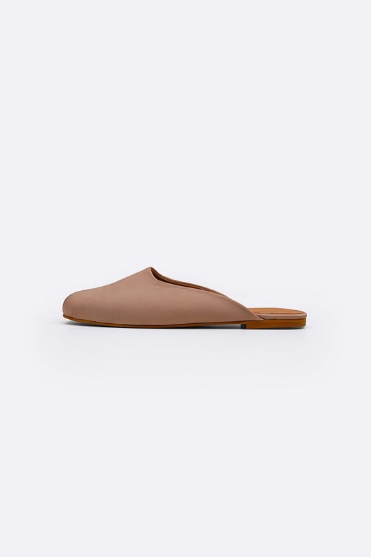 TAUPE SATIN MULES