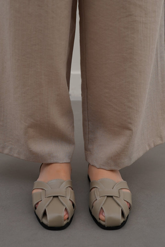 TAUPE ROMAN FLAT SANDALS