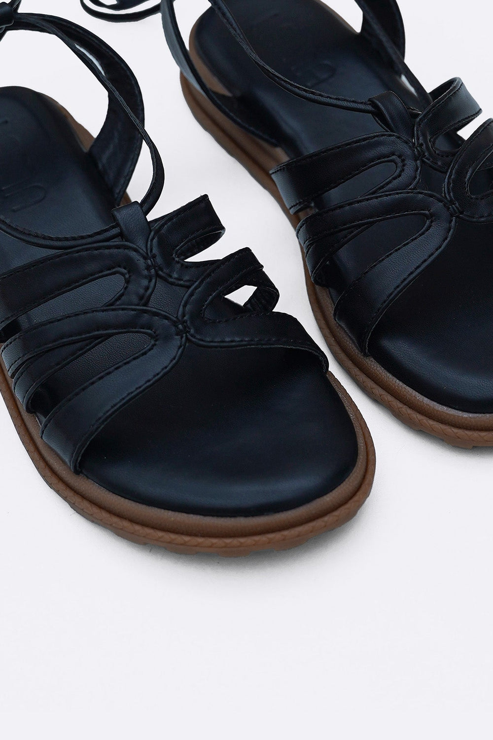 BLACK COMFY GLADIATOR SANDALS