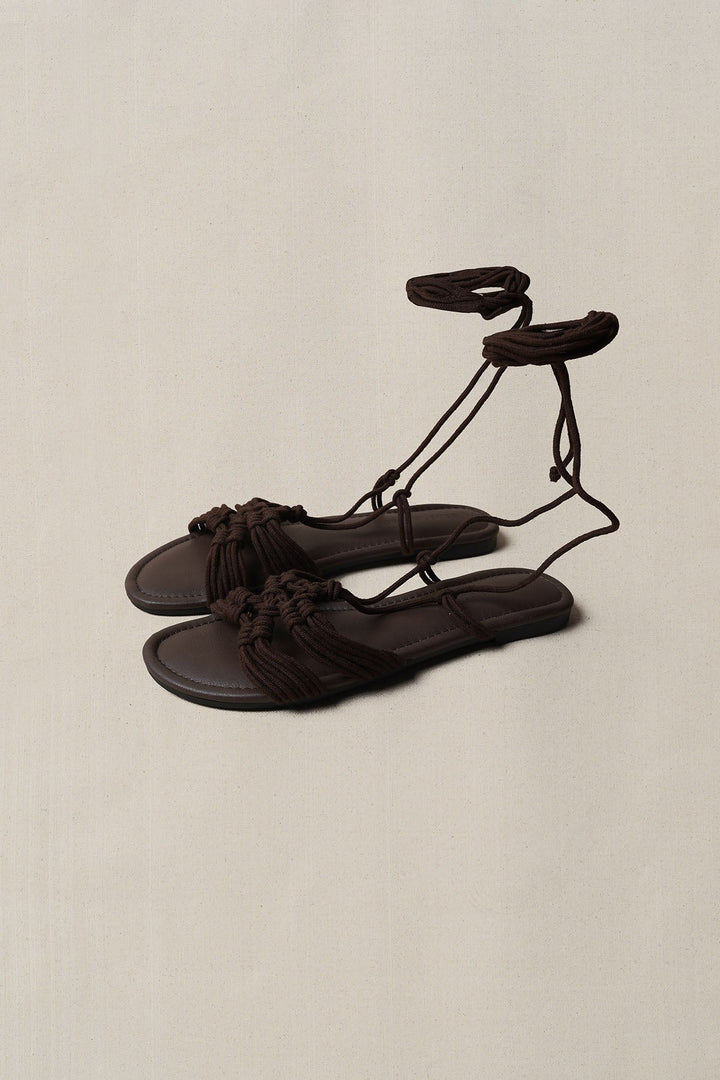 CHOCOLATE CAPRI WOVEN SLIDES