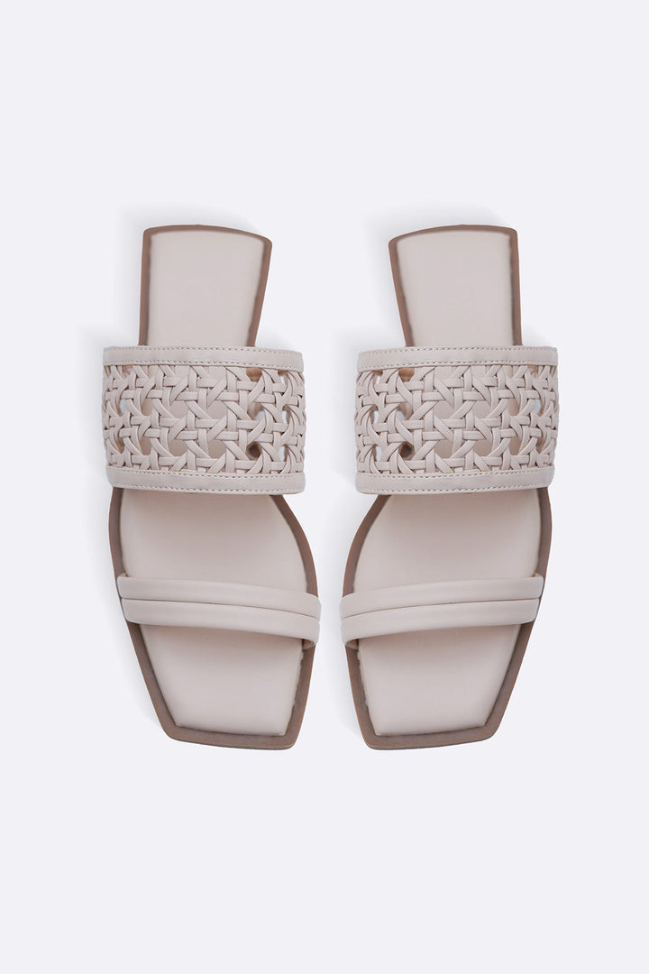 CREAM SUMMER WEAVE SLIDES