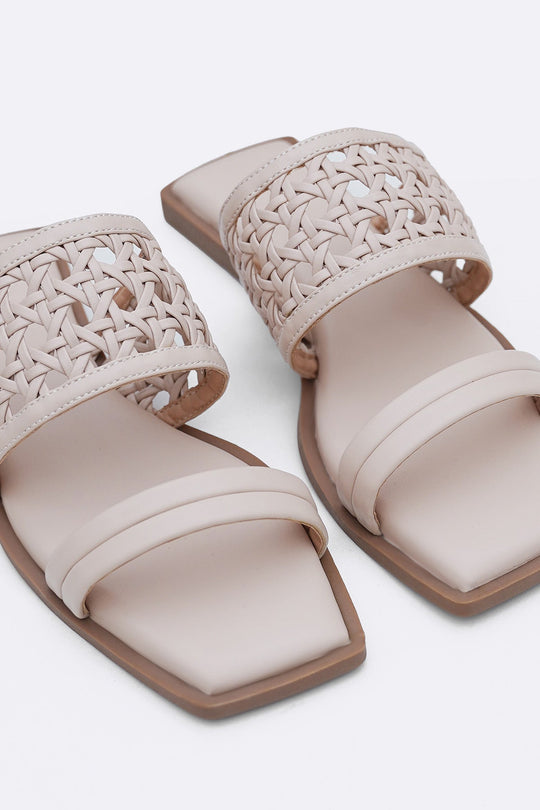 CREAM SUMMER WEAVE SLIDES
