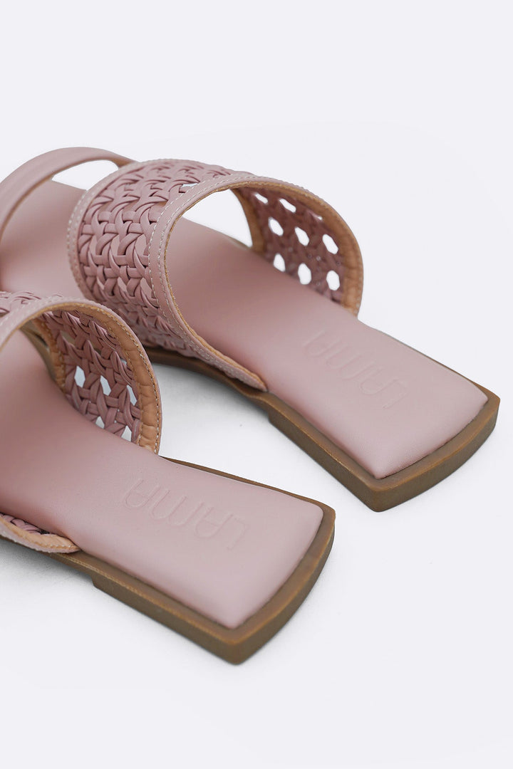 PINK SUMMER WEAVE SLIDES