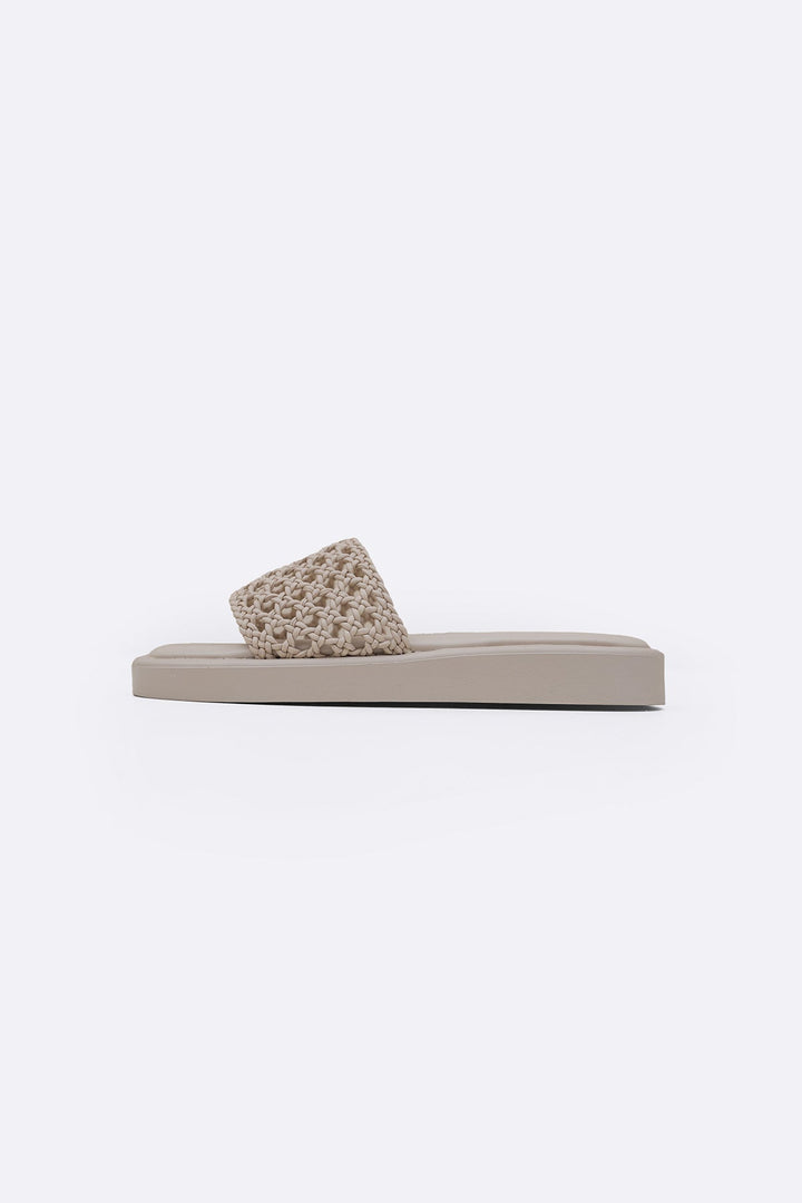 CREAM WEAVE MAMA SLIDES