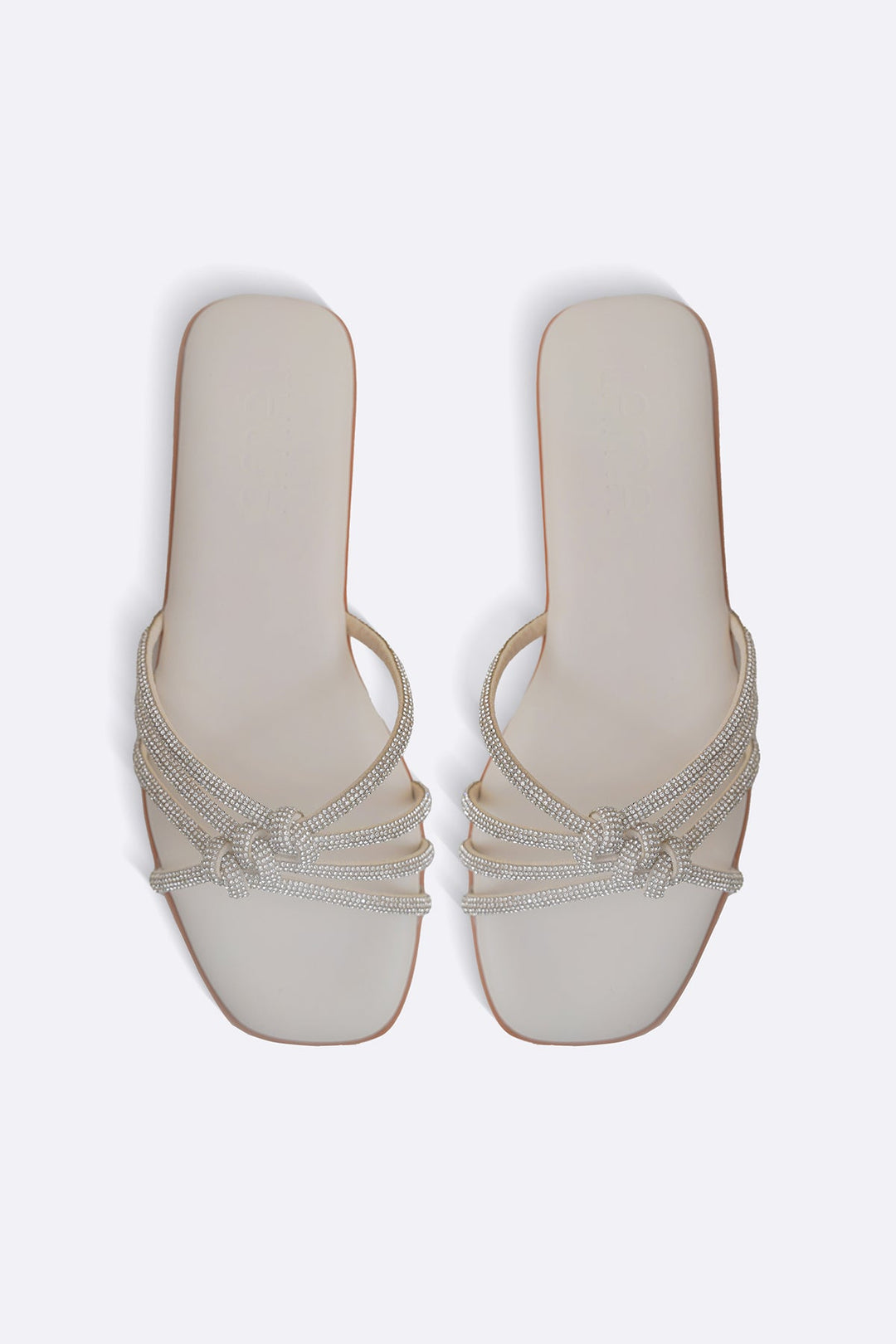 OFF WHITE CRYSTAL KNOT SLIDES