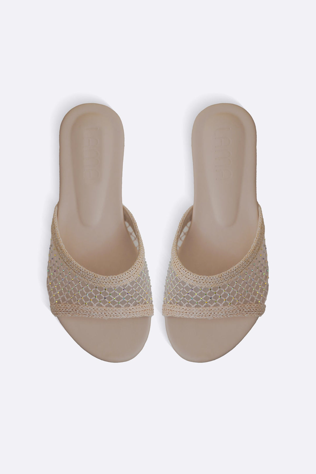 CREAM TINSEL MESH SLIDES