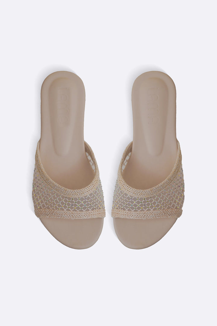 CREAM TINSEL MESH SLIDES