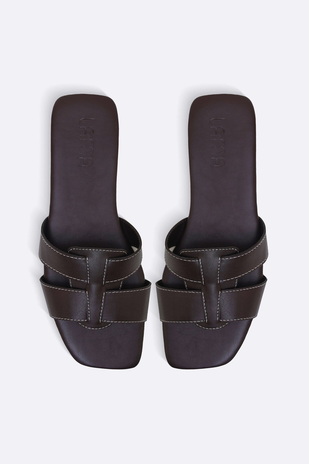COFFEE CUSHIONED STITCH SLIDES