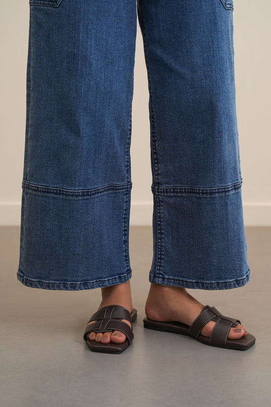 COFFEE CUSHIONED STITCH SLIDES