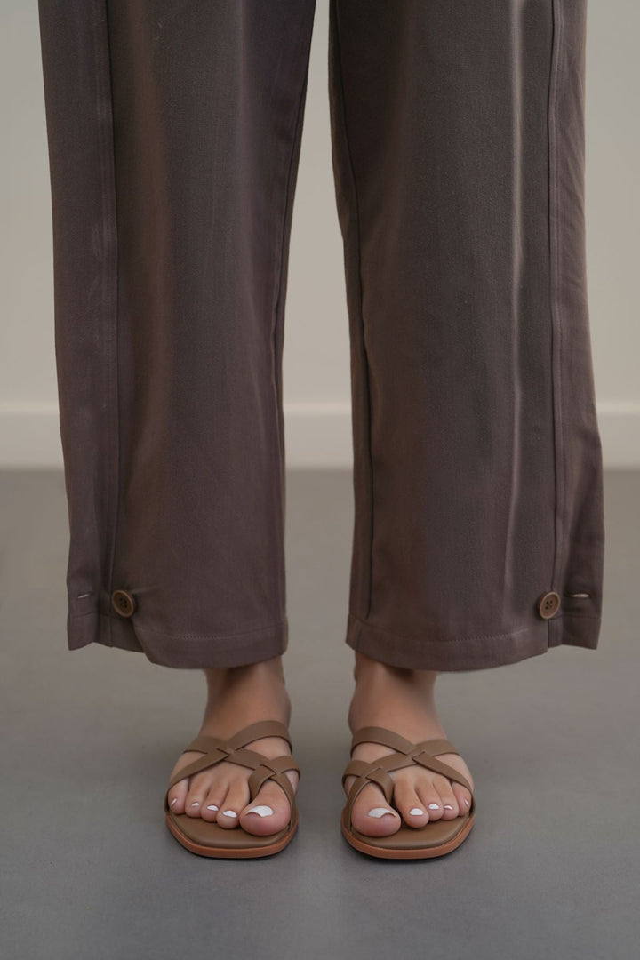 TAUPE RIO TOE SLIDES