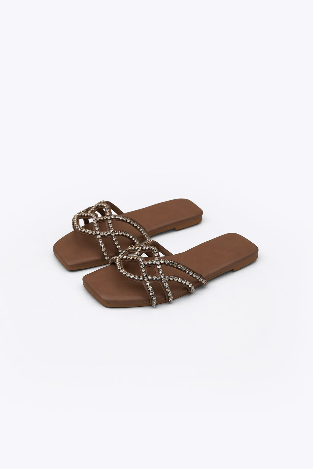 TAUPE RIVIERA STUD SLIDES