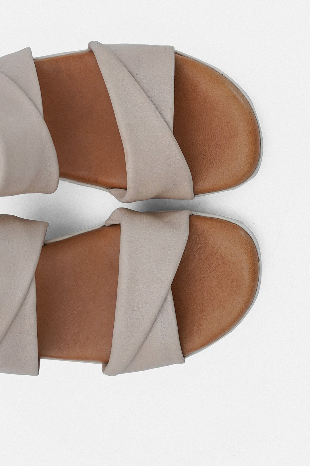 OFF WHITE-MOUSSE MAMA LEATHER SLIDES