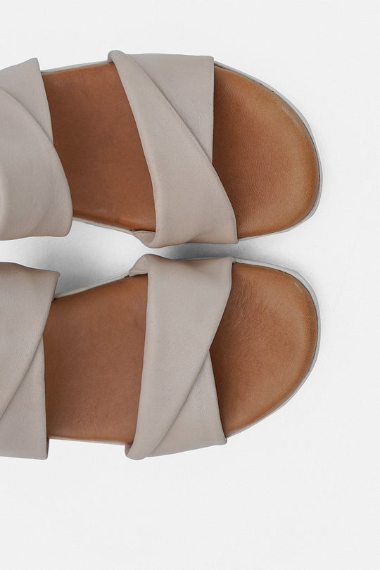 OFF WHITE-MOUSSE MAMA LEATHER SLIDES