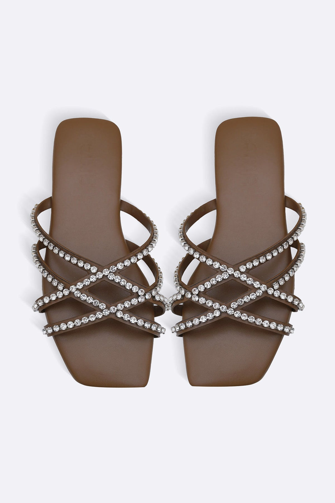 BROWN VIOLA STUDDED SLIDES