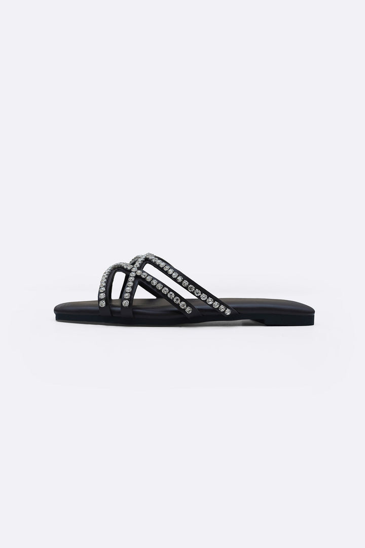 COFFEE VIOLA STUDDED SLIDES