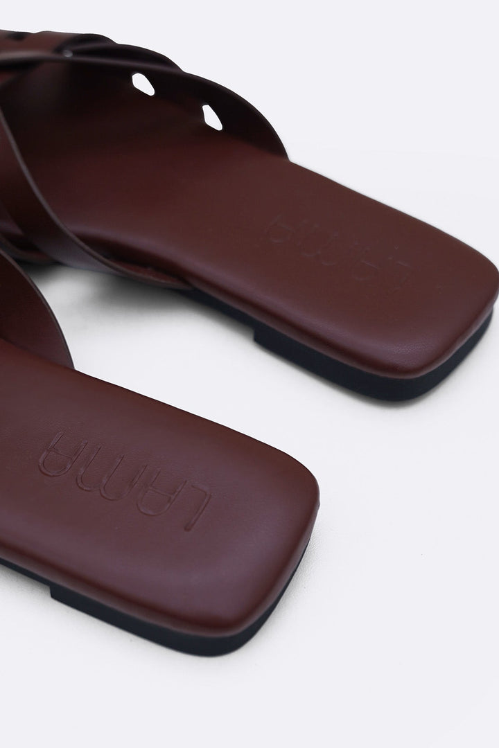 BROWN MOLDOVA STRAPPY SLIDES