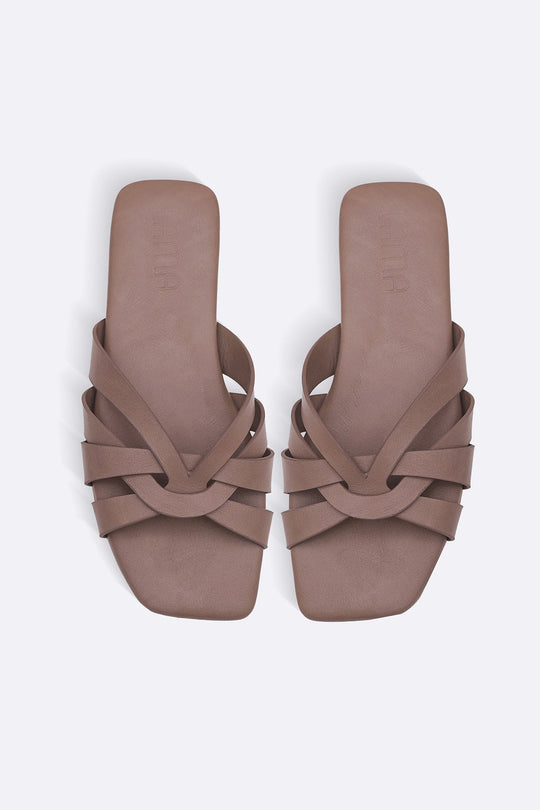 TAUPE MOLDOVA STRAPPY SLIDES