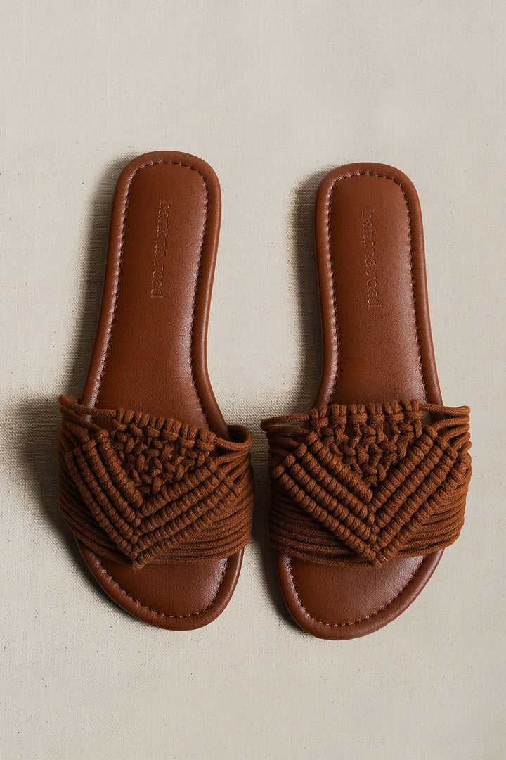 TAN SANTORINI WOVEN SLIDES