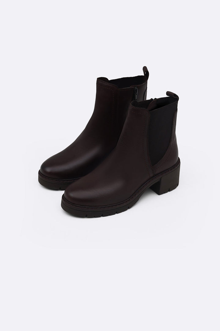 DARK BROWN LEATHER CHELSEA BOOTS