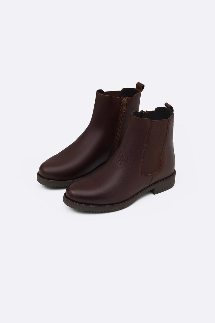 BROWN LEATHER CHELSEA BOOTS
