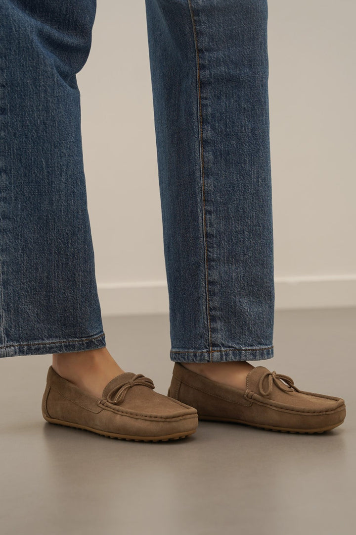 SAND REAL LEATHER LOAFERS