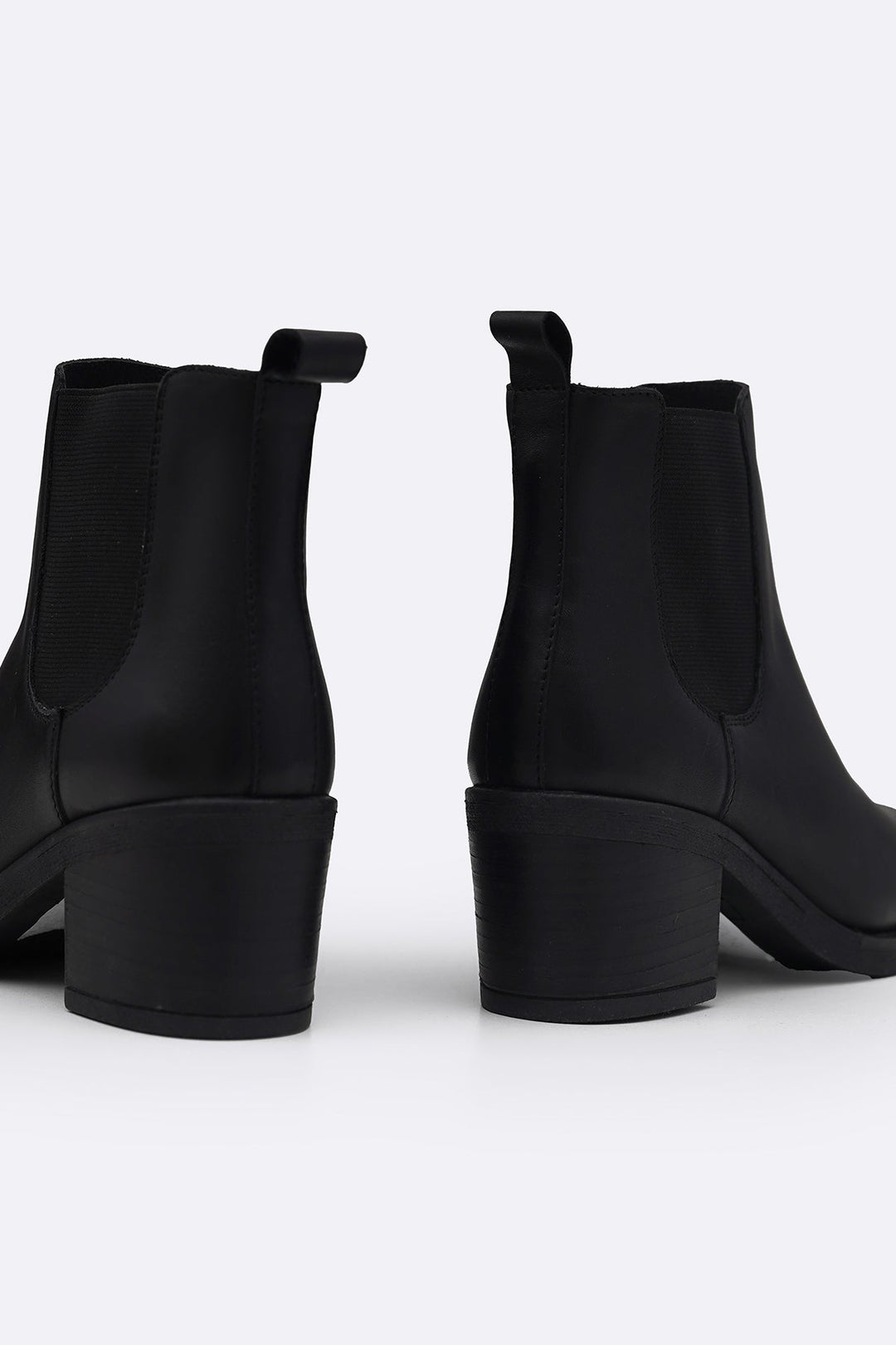 BLACK BLOCK LEATHER BOOTS