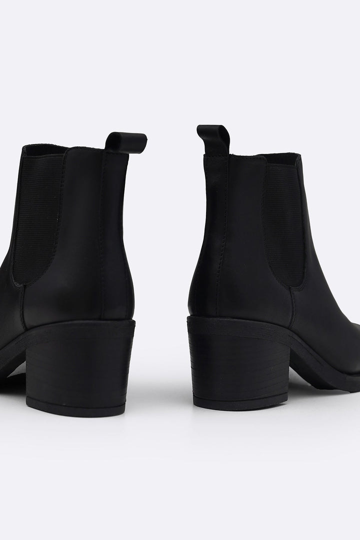 BLACK BLOCK LEATHER BOOTS