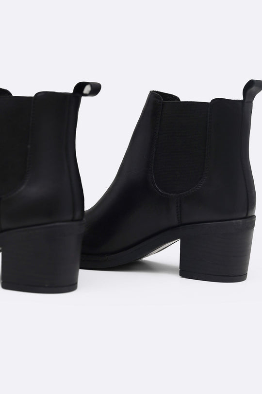 BLACK BLOCK LEATHER BOOTS