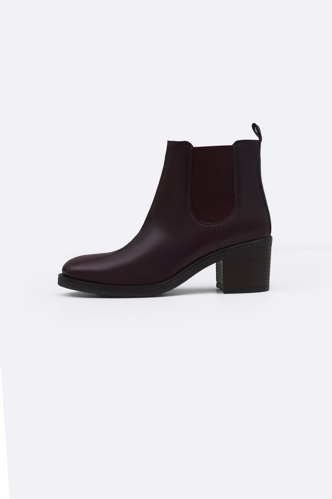 BURGUNDY BLOCK LEATHER BOOTS