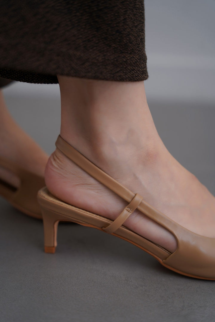 TAUPE NORA KITTY HEELS
