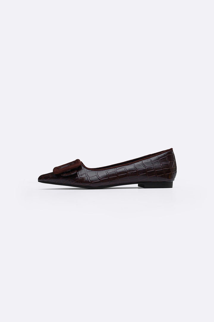 DARK BROWN SEINE BUCKLE PUMPS