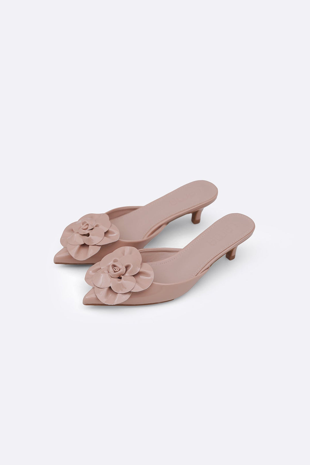 NUDE FLOWER MINI HEELS