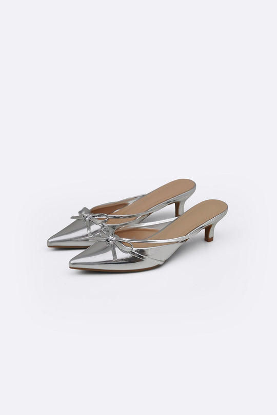 SILVER MINI BOW HEELS
