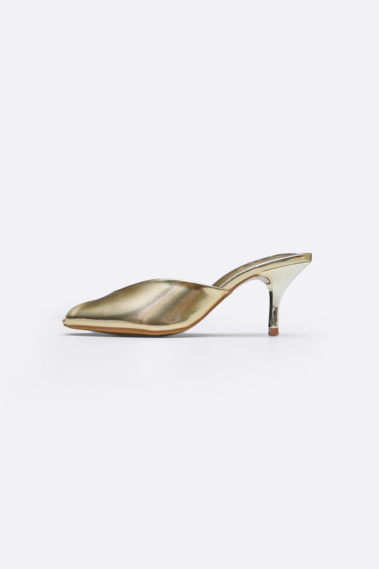 GOLD PARTY PEEP HEEL