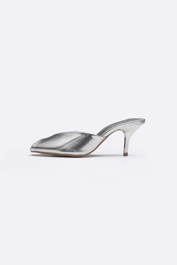 SILVER PARTY PEEP HEEL