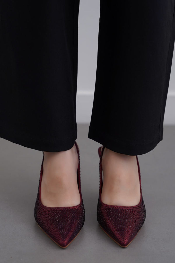 MAROON CRYSTAL SPRAY HEELS