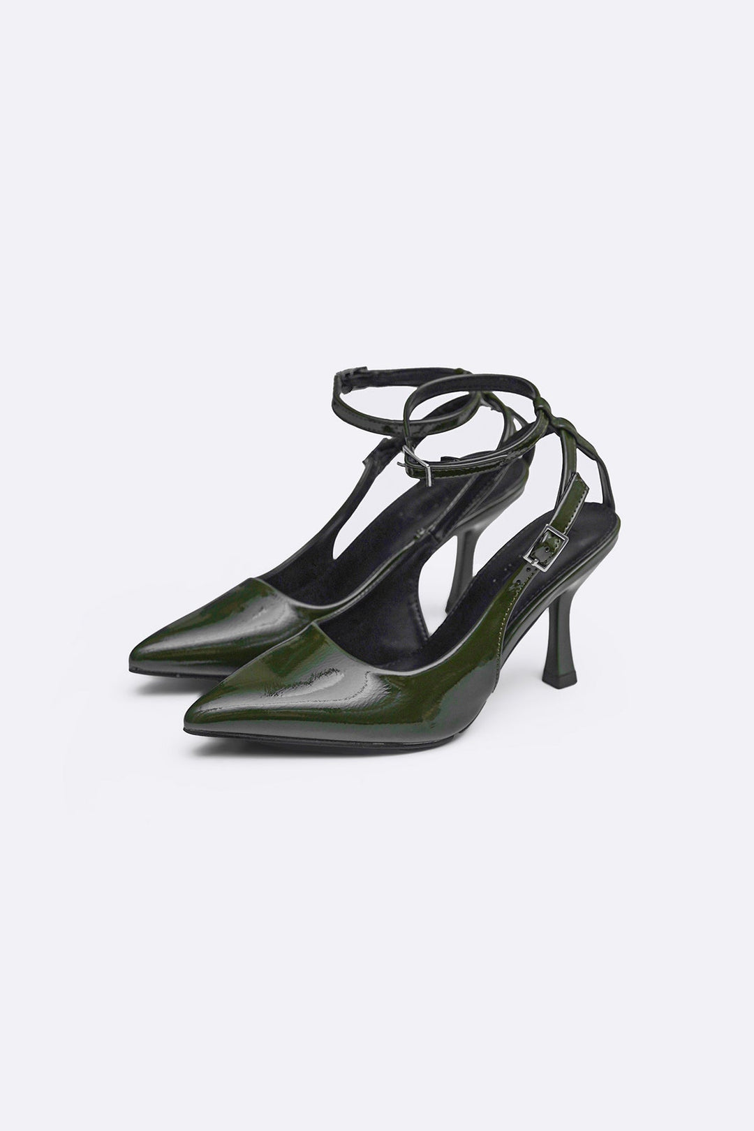 GREEN ANKLE-TIE STILETTO