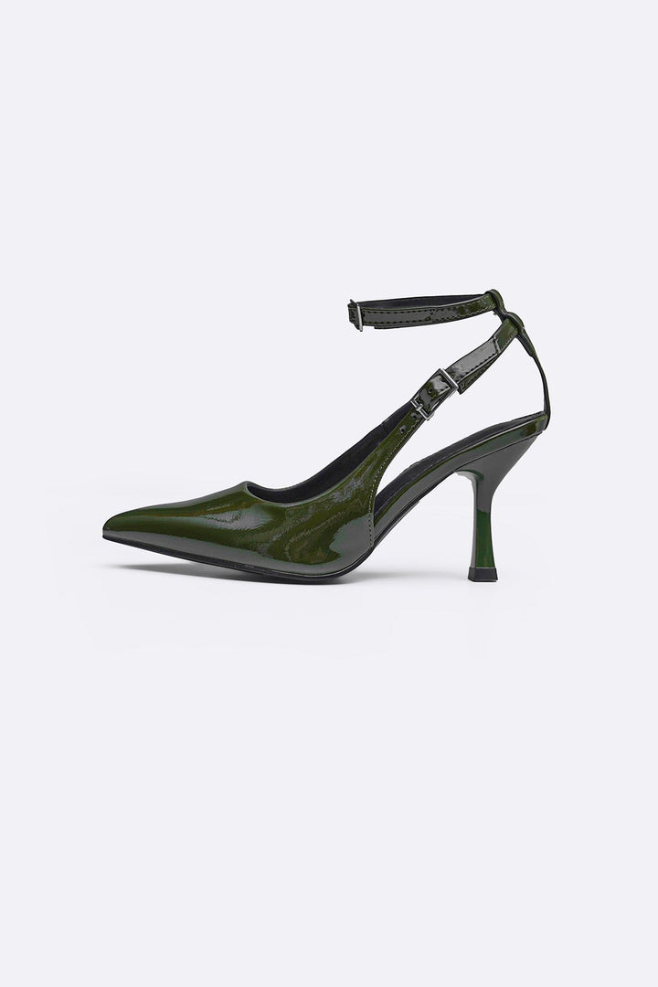 GREEN ANKLE-TIE STILETTO