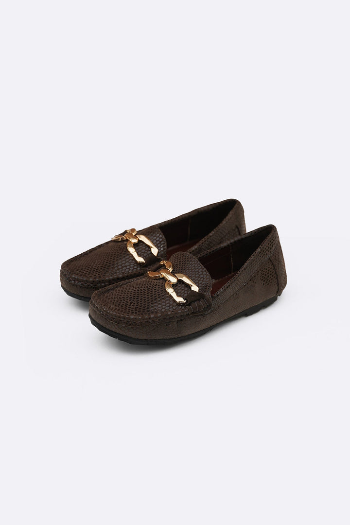 DARK BROWN METAL LEATHER LOAFERS