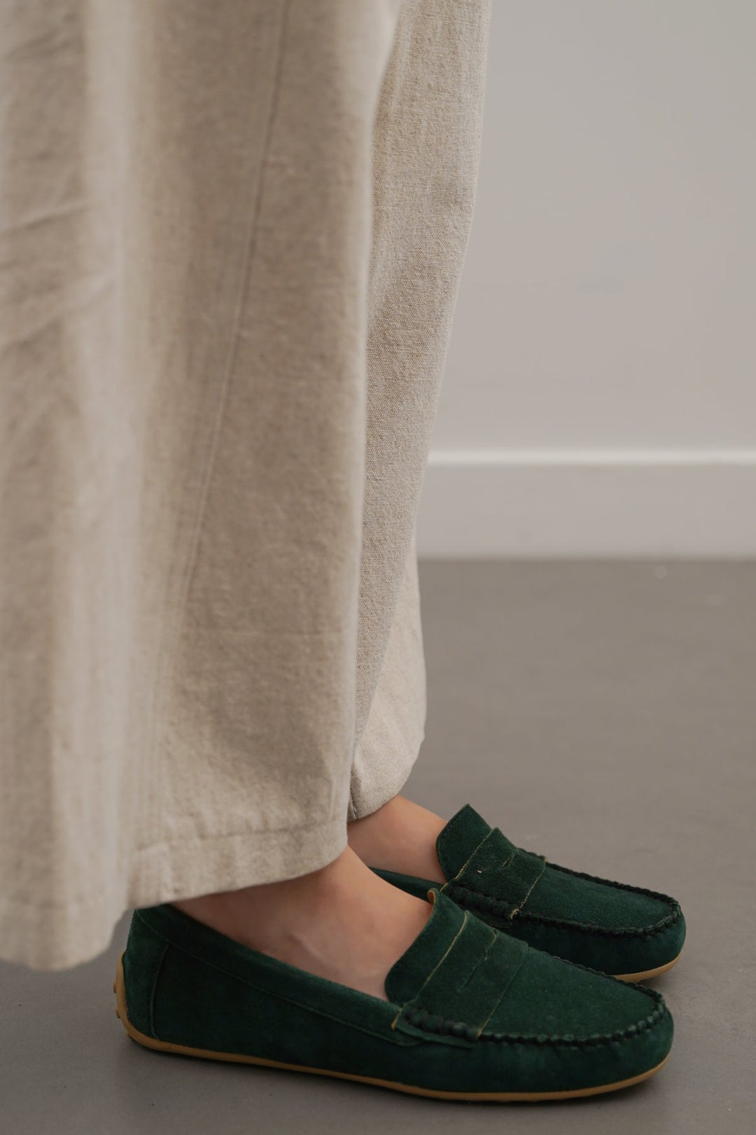 GREEN SUEDE LEATHER LOAFERS