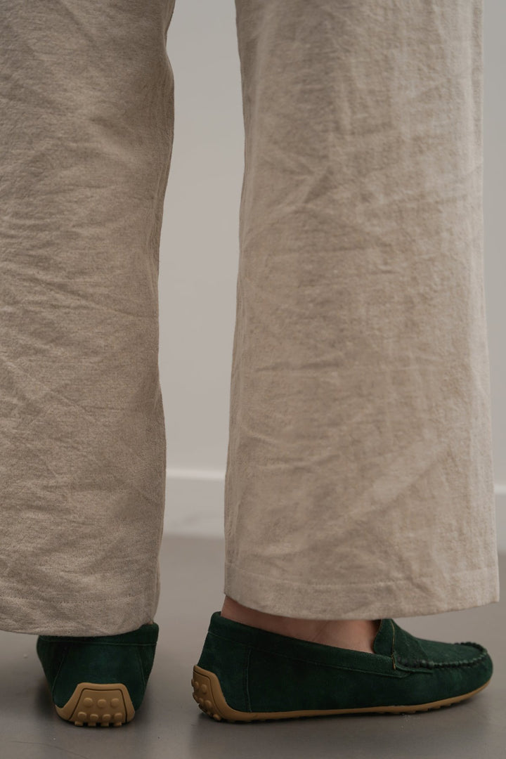 GREEN SUEDE LEATHER LOAFERS