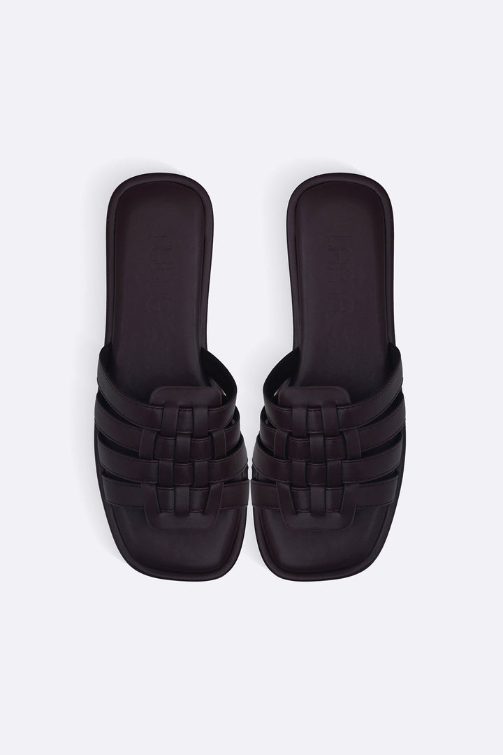 DARK BROWN VENETO CAGED SLIDES