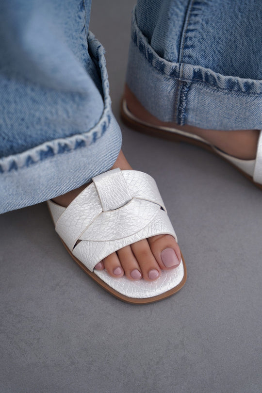 OFF WHITE PYTHON GLAZE SLIDES