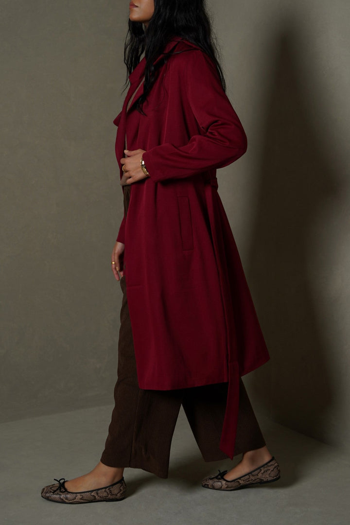 RED CLASSIC TRENCH COAT