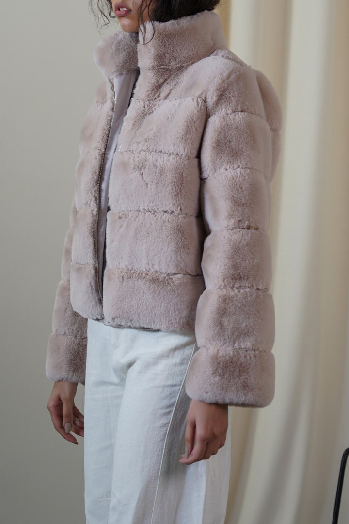 BEIGE PLUSH FUR JACKET
